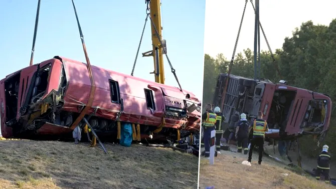 Accident grav pe o autostradă din Ungaria: 12 oameni au murit și alte zeci au fost rănite după ce un autocar din Polonia s-a răsturnat