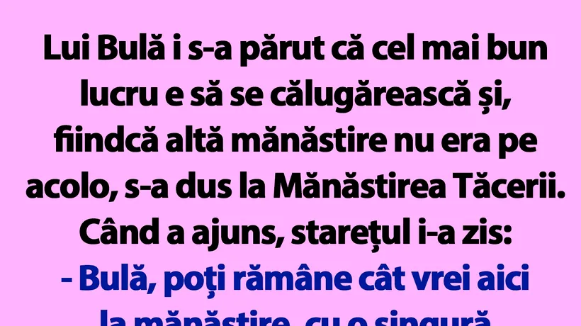 BANC | Bulă se călugărește la Mănăstirea Tăcerii