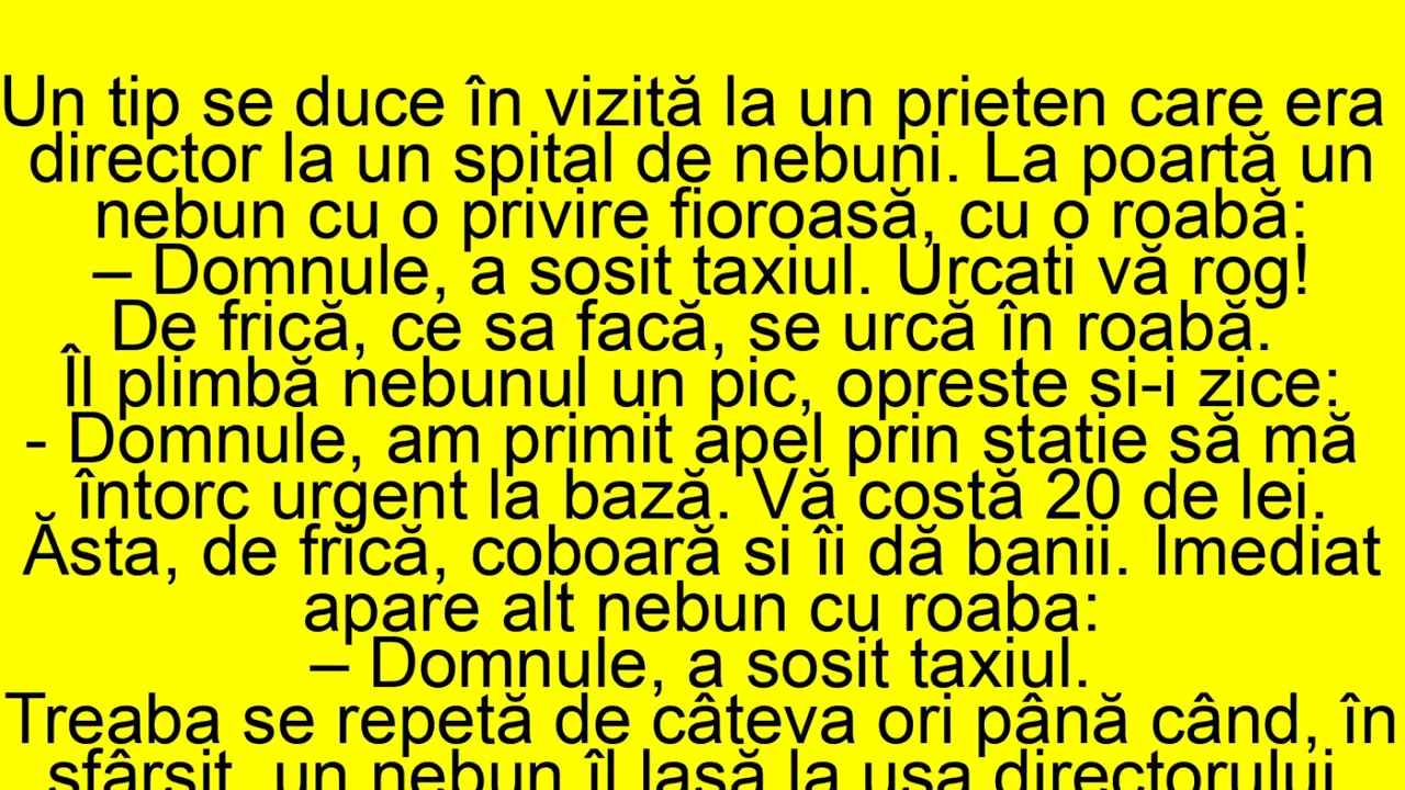 Bancul de sâmbătă | Un tip se duce în vizită la spitalul de nebuni