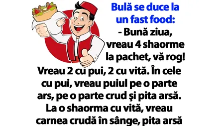 BANC | Bulă se duce la un fast food: 