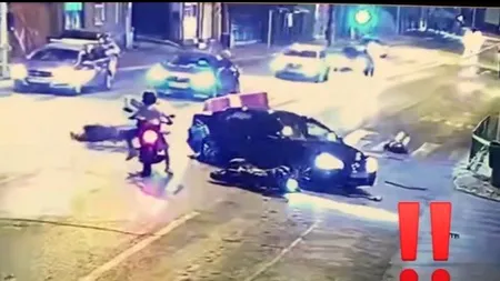 Doi motocicliști, RĂNIȚI de un șofer inconștient, lângă București. Bărbatul a ignorat complet regulile de circulație