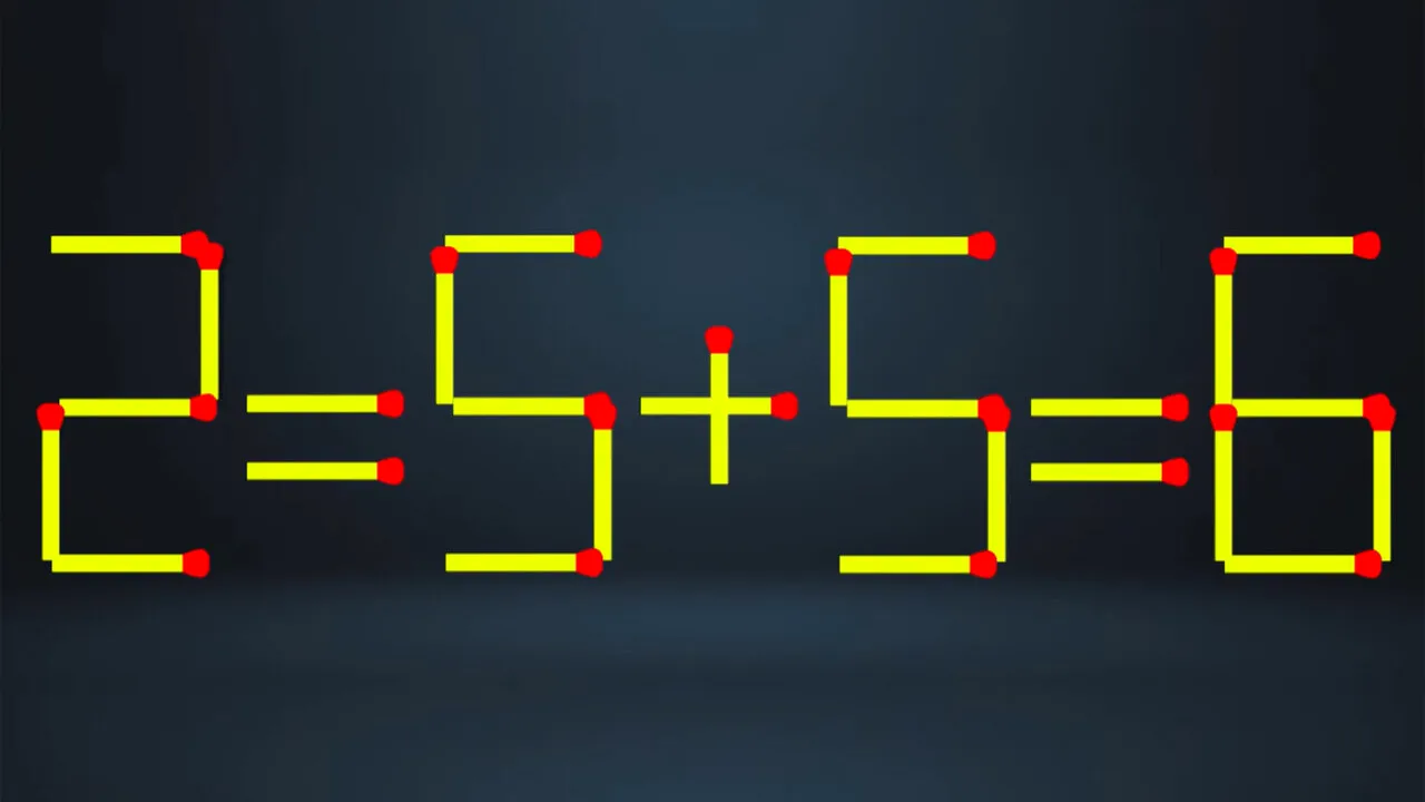 Test IQ | 2 = 5+5 = 6 este greșit. Pentru a corecta dubla egalitate, mutați un singur chibrit