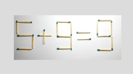 Test de inteligență cu chibrituri | Mutați un singur băț pentru a rezolva egalitatea: 5+9=9