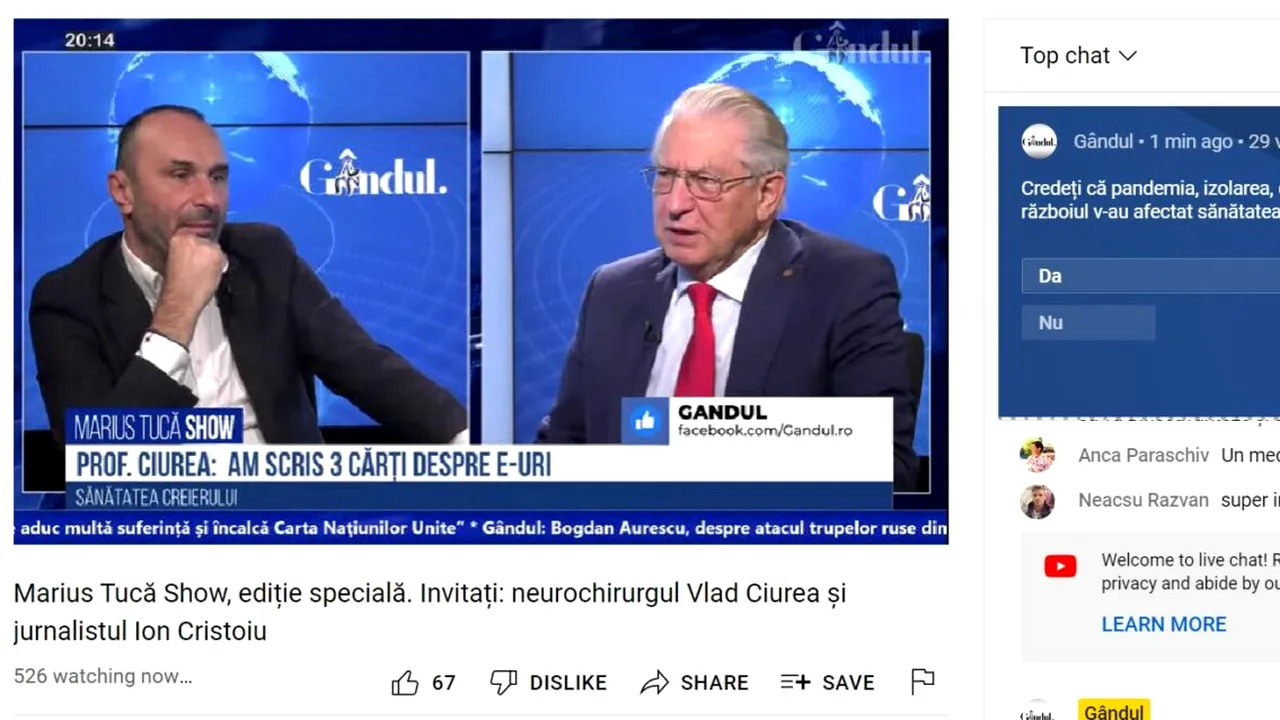 Poll Marius Tucă Show: „Credeți că pandemia, izolarea, criza economică și războiul v-au afectat sănătatea psihică?”