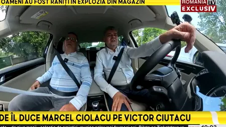 Premierul Marcel Ciolacu își conduce SINGUR mașina/ Acesta a făcut o plimbare prin București, cu ziaristul Victor Ciutacu, în dreapta