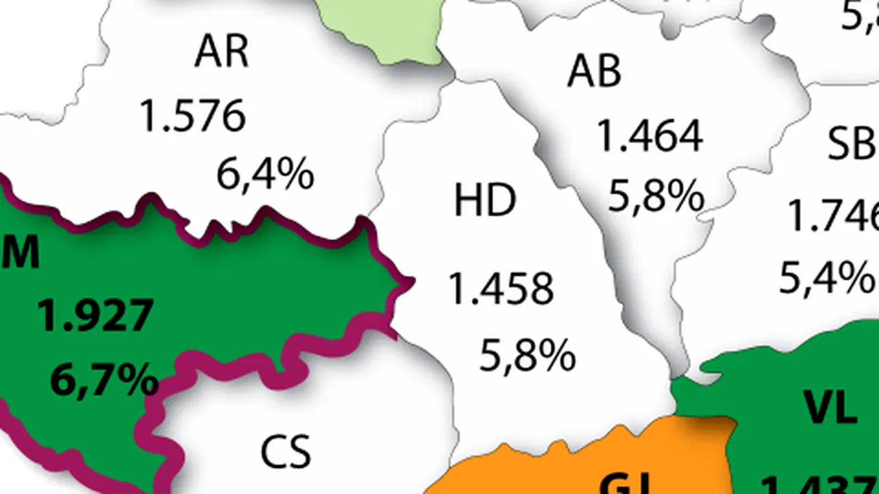 HARTA SALARIILOR în 2015. Cu cât vor crește lefurile românilor din fiecare județ