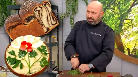 Prețul cerut pentru un cozonac de 900 grame, ce poartă semnătura lui chef Cătălin Scărlătescu. Cât costă pasca, o porție de piftie sau salata de boeuf