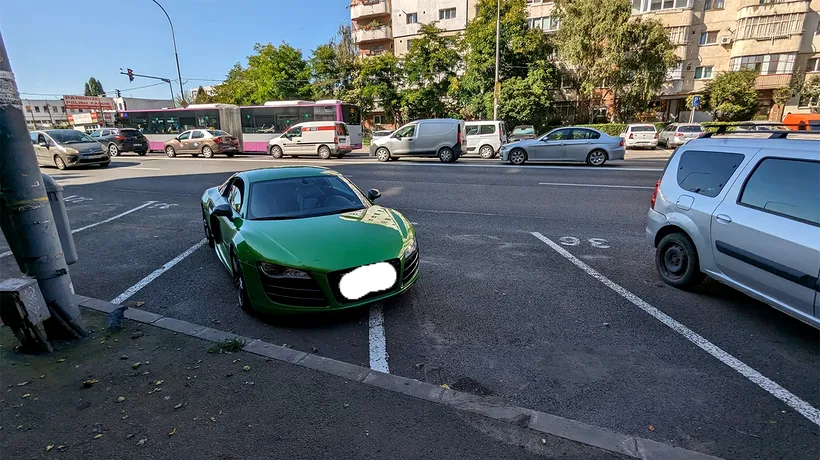 Cum a reacționat ȘOFERUL acestui Audi, după ce a fost prins că și-a lăsat bolidul pe 3 locuri de parcare, în Cluj-Napoca