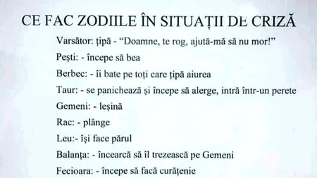 BANCUL ZILEI | Ce fac zodiile în situații de criză