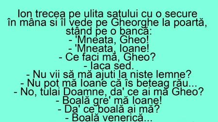 BANCUL ZILEI | Ion, Gheorghe și boala venerică