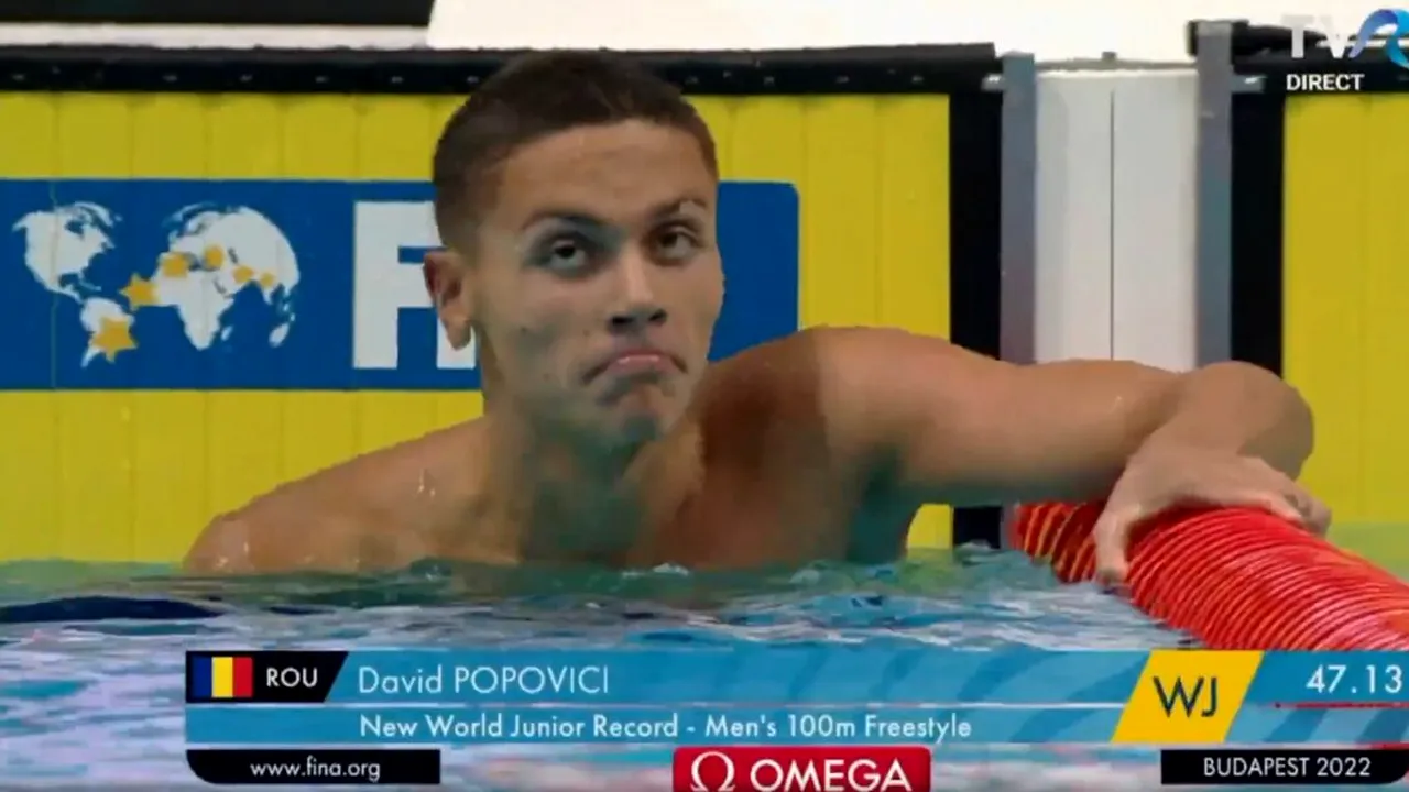VIDEO | David Popovici s-a calificat în finala probei de 100m liber, la Campionatul Mondial de Natație, cu un record mondial la juniori