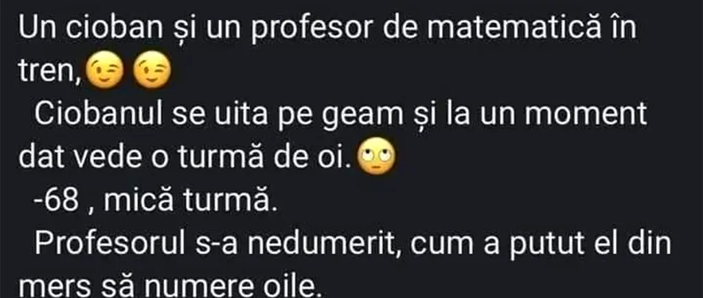 BANCUL ZILEI | Ciobanul și profesorul de matematică