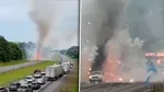Un camion care transporta artificii a explodat pe o autostradă din Tennessee, după ce un incendiu a izbucnit în remorcă