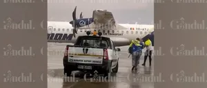 Incident fără precedent pe aeroportul din Oradea. Un avion plin cu pasageri risca să fie răsturnat în timpul unei furtuni cu vânt de 120 km/h