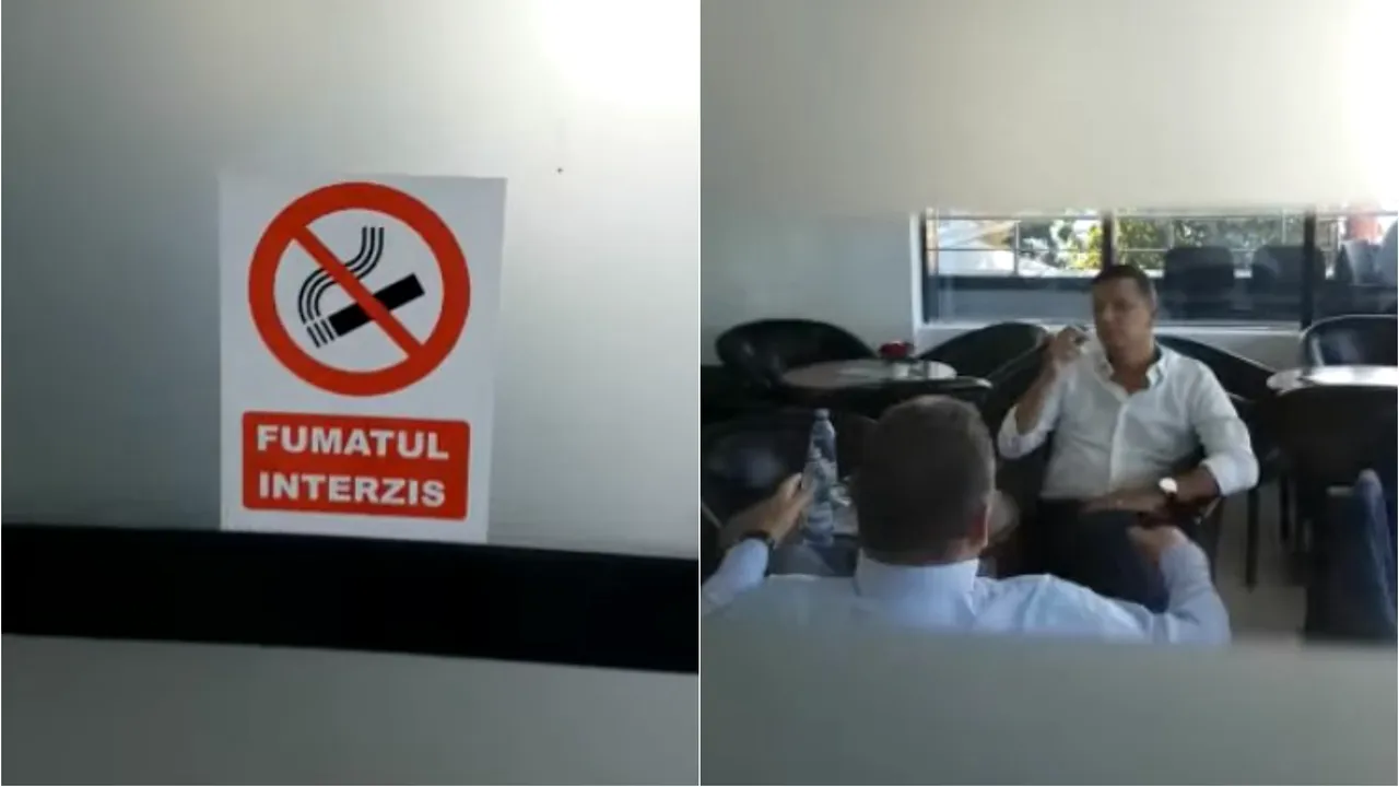 Fost premier, filmat în timp ce fuma într-un loc interzis pe Aeroportul din Timișoara - VIDEO