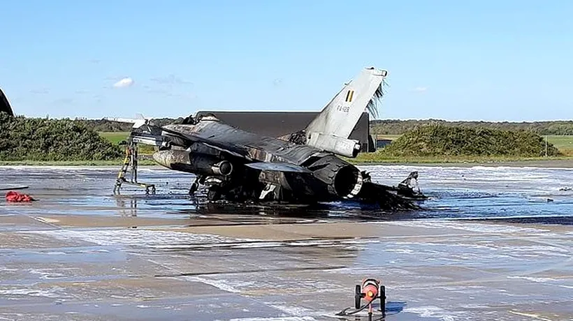 Avion F-16 Falcon DISTRUS în Belgia. Un mecanic DESCHIDE FOCUL accidental cu 6.000 de gloanțe PE MINUT