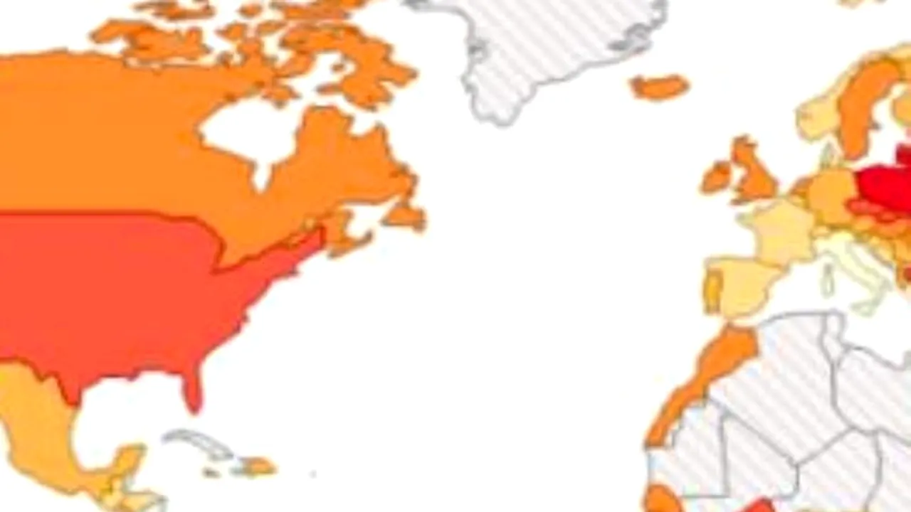 Harta celor mai atractive țări pentru investitorii străini în 2014. Bulgaria devansează România