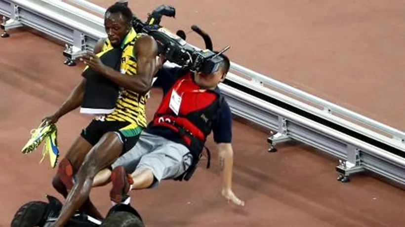 Bolt, dărâmat accidental de un cameraman chinez: jamaicanul s-a ales cu o tăietură