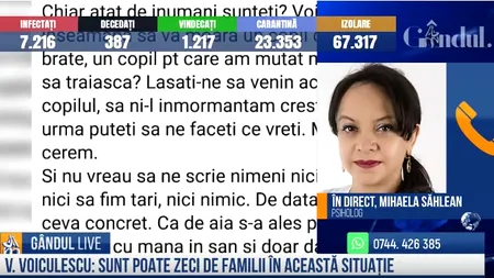 GÂNDUL LIVE. Mihaela Săhlean, psiholog: „Nu putem cântări durerea unei mamei care își pierde copilul”
