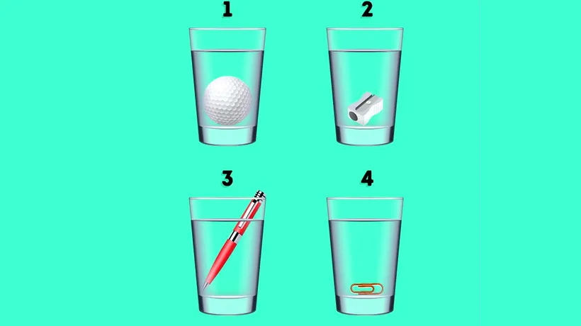 Test de inteligență | Care dintre cele 4 pahare conține mai MULTĂ apă?