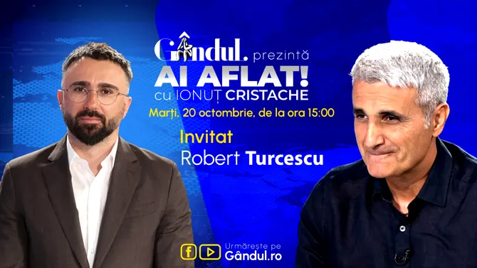 „Ai Aflat! cu Ionuț Cristache” începe marți, 20 octombrie, de la ora 15.00, live pe Gândul. Invitat: Robert Turcescu
