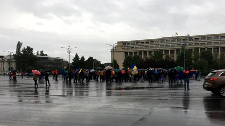 Protest împotriva grațierii corupților. Aproximativ 200 de oameni s-au strâns în ploaie și au plecat la Parlament. VIDEO