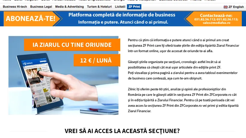 Cele mai importante informații de business, acum în secțiunea ZF Print din ZFCorporate.ro