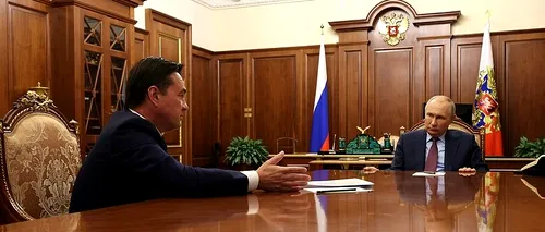 INFORMARE VS DEZINFORMARE. Cum este reflectată o întâlnire a lui Vladimir Putin cu guvernatorul Moscovei. Kremlinul înlocuiește dronele cu asteriscuri