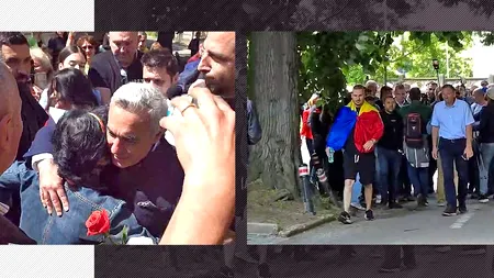 Călin Georgescu, la sediul IPJ Ilfov, înainte de VOTUL de duminică. Fostul prezidențiabil, întâmpinat de susținători cu urale, muzică și flori