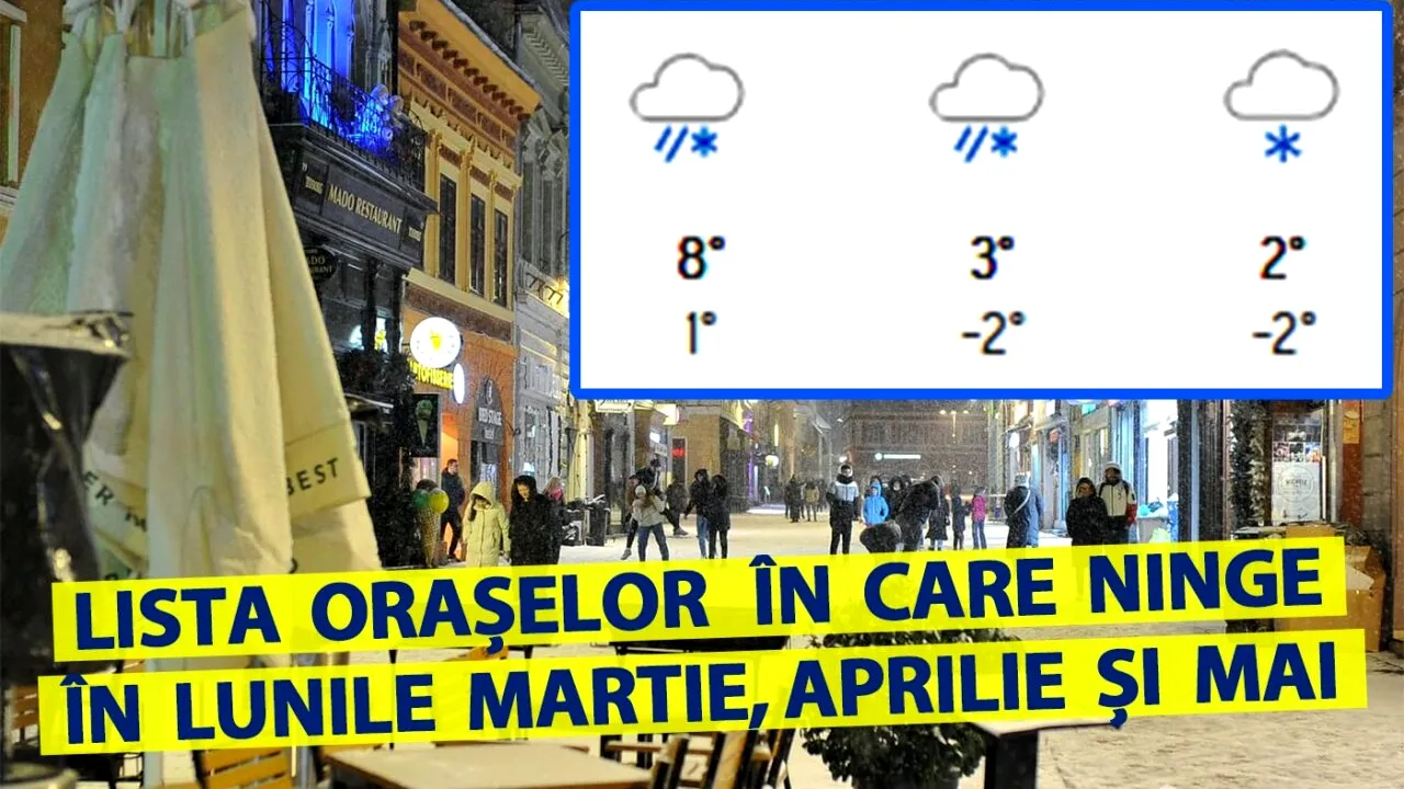 Meteorologii Accuweather anunță lista orașelor din România în care ninge în martie, aprilie și mai