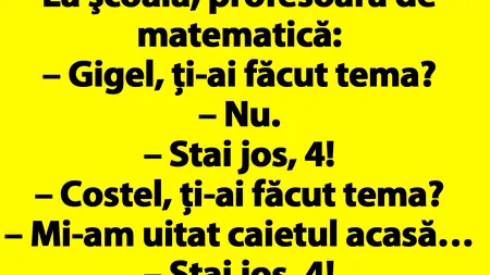 BANC | La şcoală, profesoara de matematică: „Bulă, ți-ai făcut tema?”