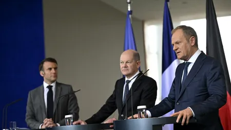 Scholz, Macron și Tusk reafirmă sprijinul pentru UCRAINA /Cancelarul german anunță achiziții de armament de pe piața globală