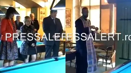 VIDEO VIRAL: Sorin Frunzăverde duce un preot să sfințească o sală de biliard și de păcănele