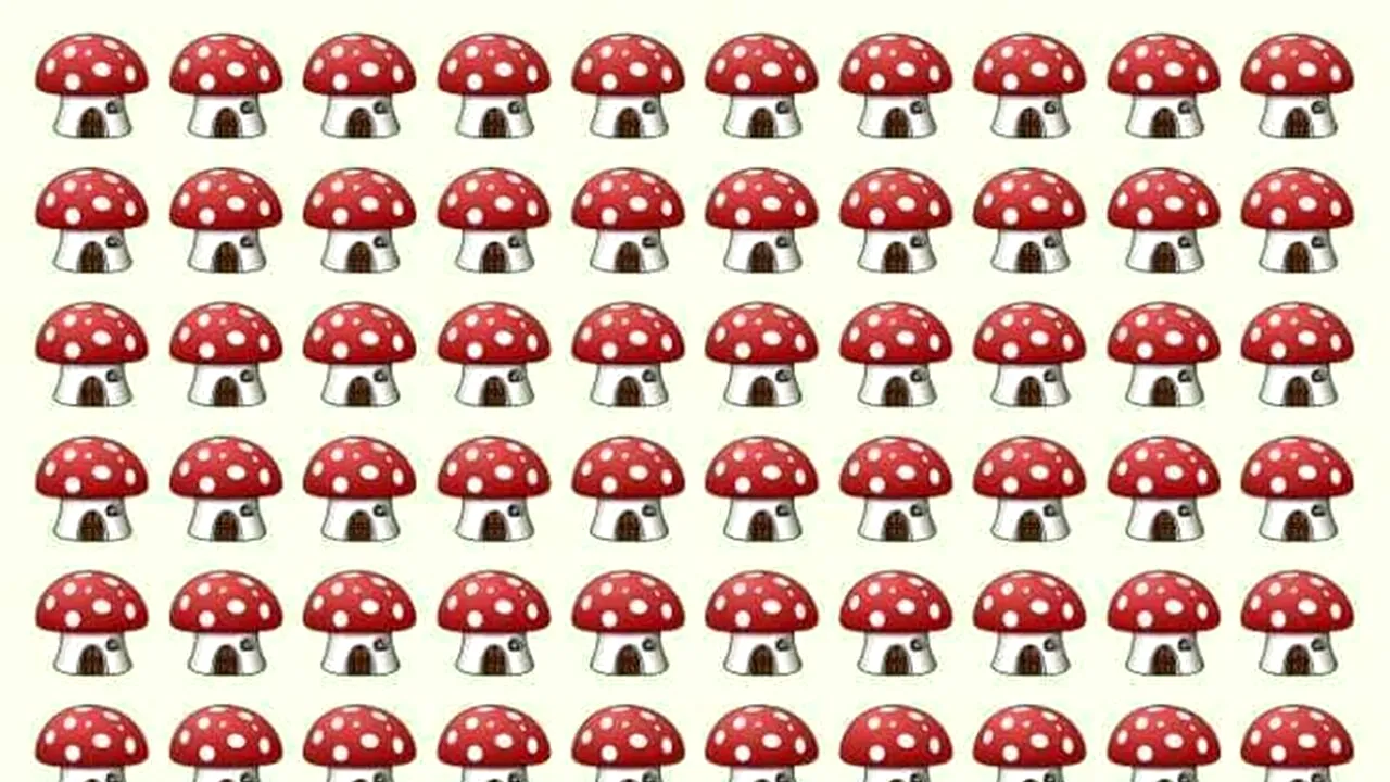 Test de inteligență | Una dintre aceste 100 de ciuperci este diferită de celelalte. Găsiți-o în maximum 7 secunde!