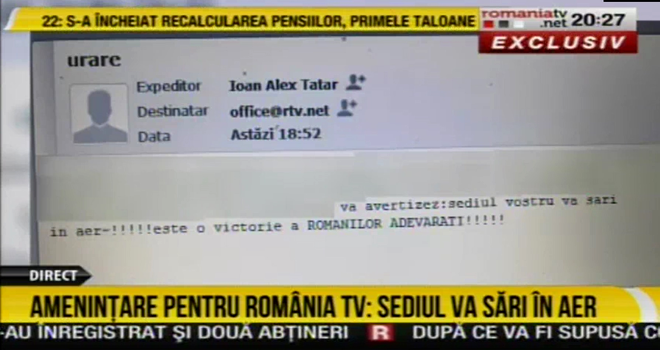 Mesajul trimis prin mail de Alexandru Tătar