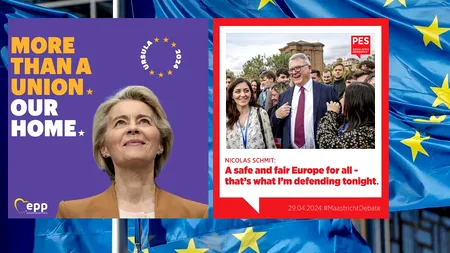 Dezbatere la Maastricht / Ursula von der Leyen, fața în față cu oponenții săi în campania pentru europarlamentare / Care sunt temele abordate