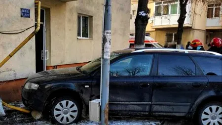Pericol de explozie la Giurgiu, după ce un autoturism a avariat conducta de gaz de la un bloc. Toți locatarii au fost evacuați