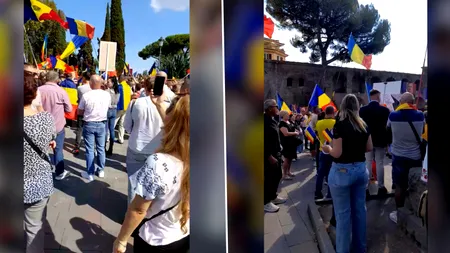 Proteste pentru Călin Georgescu la Roma. Sute de susținători își strigă nemulțumirea și cer eliberarea lui Georgescu: „Jos Guvernul mafiot!”