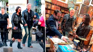 Solistul Metallica, la plimbare prin centrul Capitalei înaintea concertului de mâine. A fost surprins alături de logodnică într-un anticariat faimos