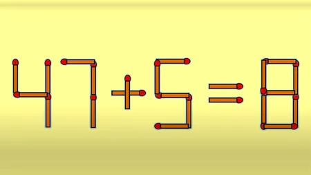 Test IQ exclusiv pentru genii | Corectați 47+5=8, mutând un singur chibrit!