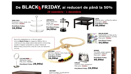 BLACK FRIDAY 2013 IKEA. Retailerul anunță prețuri cu 50% mai mici