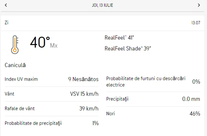 Meteorologii Accuweather anunță temperaturi de peste 40 de grade în România. Ce se întâmplă joi în București