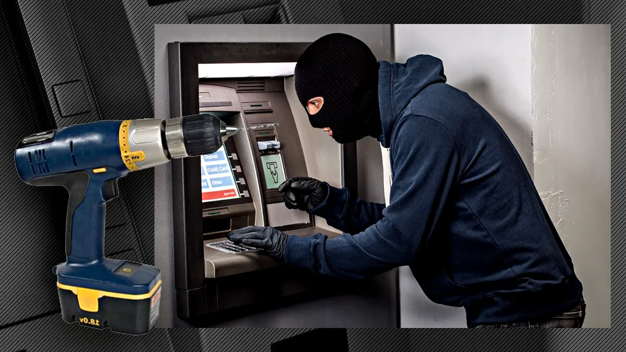 EXCLUSIV | Hoții români au inventat o nouă metodă pentru spargerea bancomatelor. E nevoie de trei oameni și o bormașină