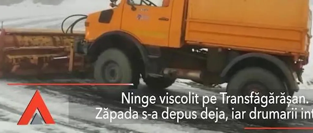 Iarna își intră în drepturi pe TRANSFĂGĂRĂȘAN, unde ninge VISCOLIT și vântul atinge 70 km pe oră