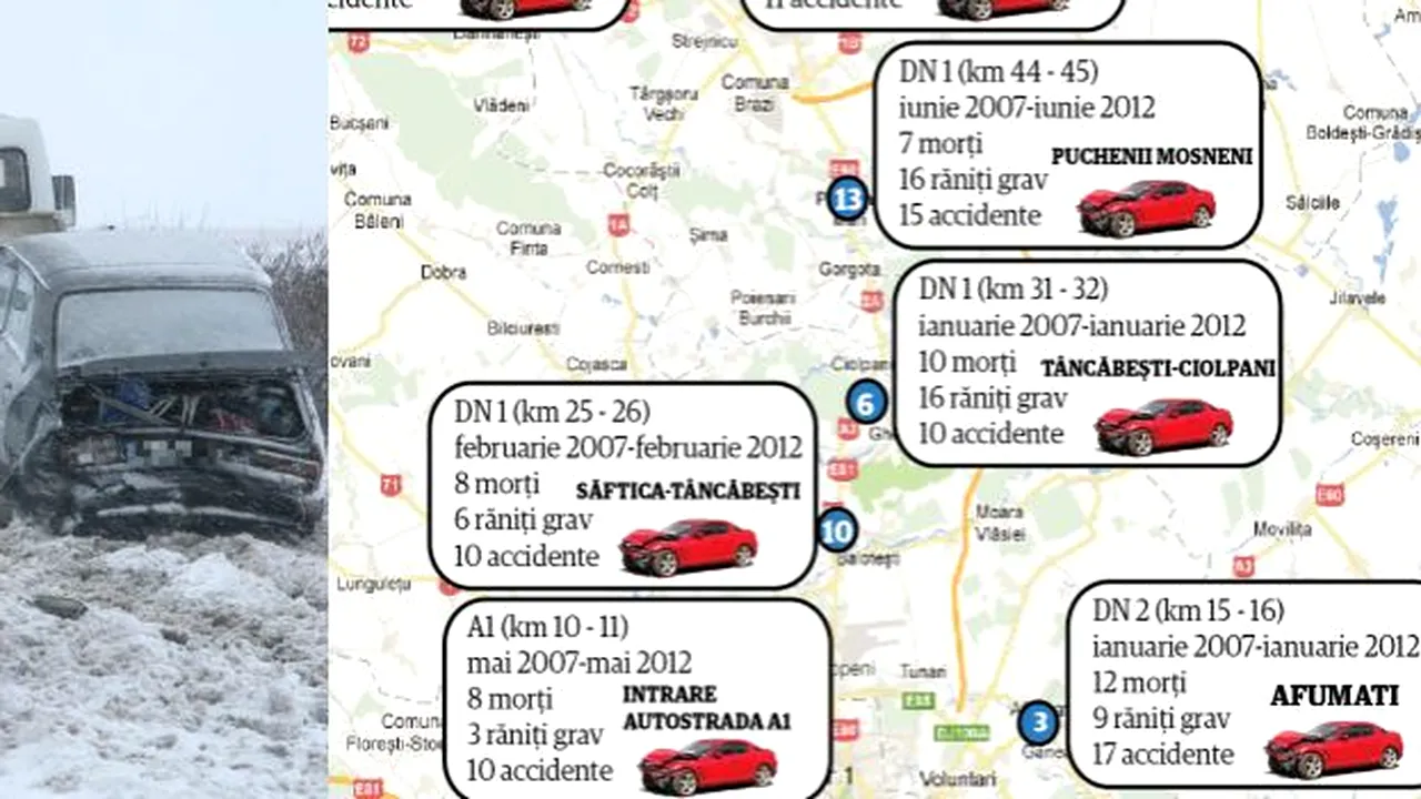 EXCLUSIV. Harta punctelor negre de pe șoselele României