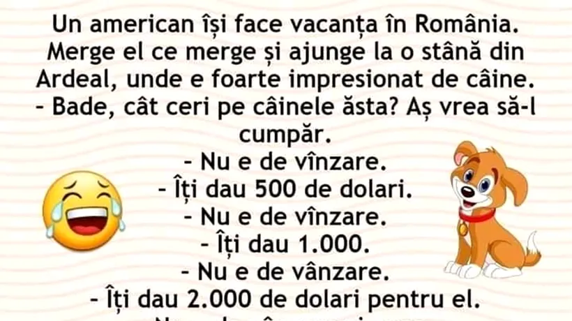 Bancul de joi | Un american își face vacanța în România