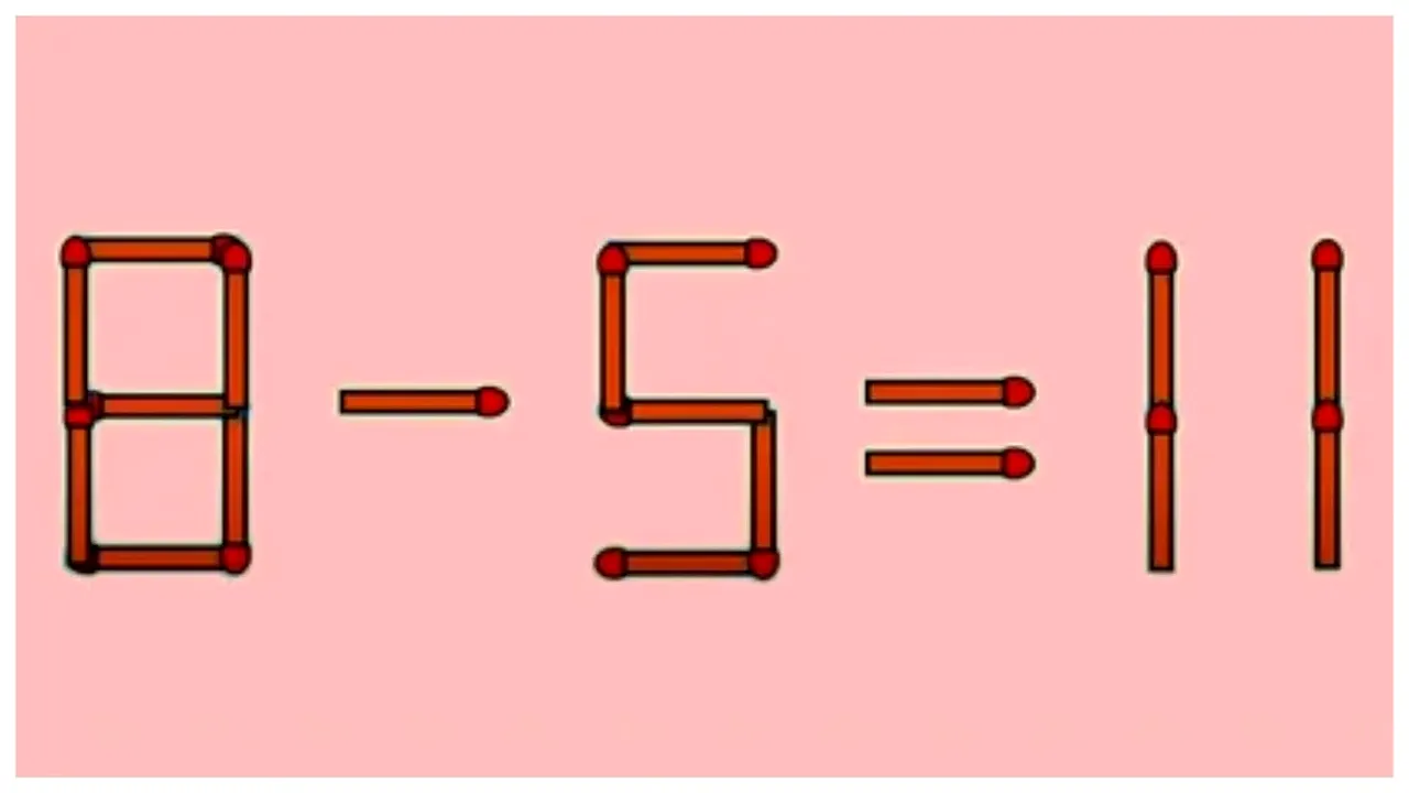 Test IQ cu chibrituri | Mută un singur băț și corectează exercițiul 8-5=11