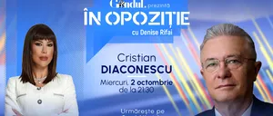 Emisiunea „În Opoziție cu Denise Rifai” începe miercuri, 2 octombrie, de la ora 21.30, live pe Gândul. Invitați: Cristian Diaconescu și Costin Ciobanu