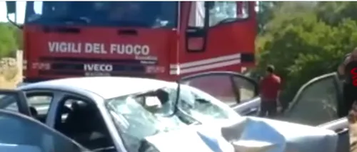 Trei români, la spital, după ce și-au făcut praf BMW-ul în Italia. O femeie este în stare gravă. VIDEO