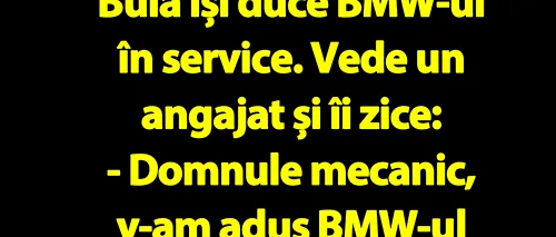 BANC | Bulă își duce BMW-ul în service